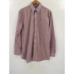 Southern Lure Red Plaid Long Sleeve Button Up Shirt Size Medium Easy Wear Care